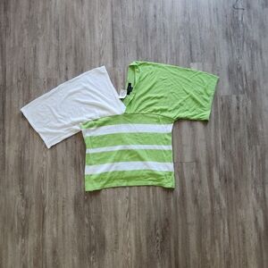 Ashley Stewart Green and White Striped Blouse